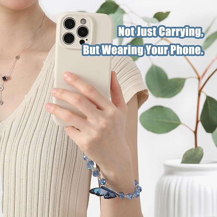 Phone Charm with Beaded Crystals, Anti-Theft Phone Strap, Hands-Free & Detachable Cellphone Lanyard, Cellphone Chain Wristlet with Tether Tab