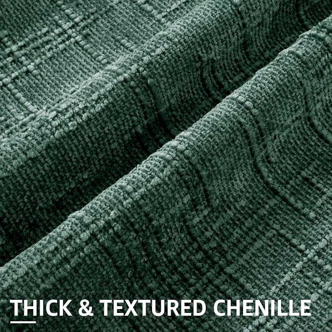 decorUhome Textured Chenille Throw Pillow Covers 12x20 Set of 2 Green | Fall Modern Farmhouse Soft Cozy Slubby Couch Pillow Cases Boho Decorative Pillow Cases for Bed Sofa Living Room Home Decor