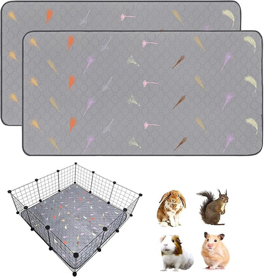 2Pcs Guinea Pig Cage Liners,Guinea Pig Fleece Cage Liners42''X42'' Super Absorbent Washable Pee Pads Reusable for Rabbit Hamster Chinchilla