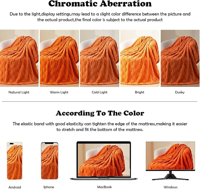 NEWCOSPLAY 3D Checkered Flannel Twin Blanket, Orange Checkered, 60"x80" | Super Soft Cute Lightweight Decorative Premium Silky Fleece Blanket for Couch Sofa Bed, Gift for Women Men, All Season Use