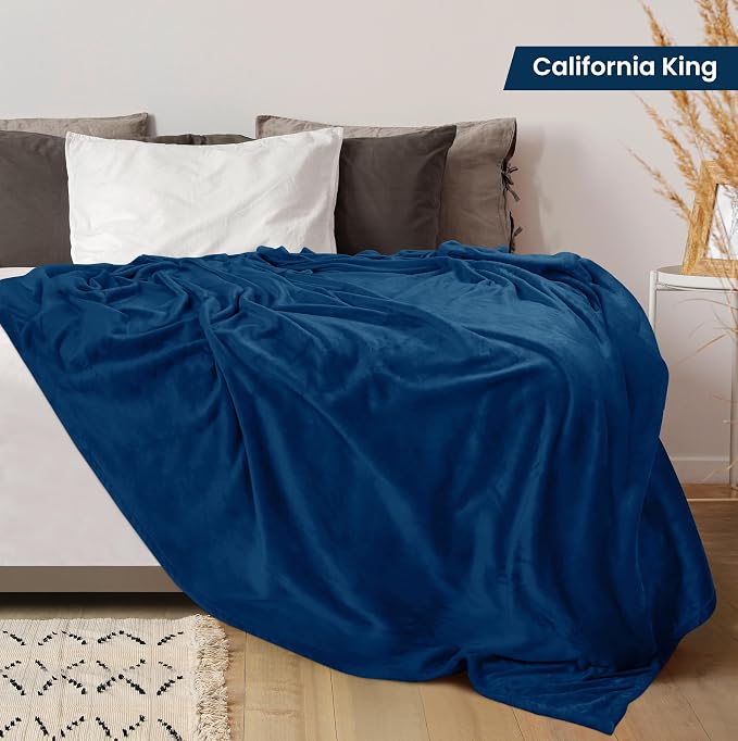 Utopia Bedding Fleece Bed Blanket California King Size Navy (102x96 Inch) | Microfiber Plush Warm Lightweight Breathable Cozy Blanket Anti-Static, All Season Use, Gift for Women and Men