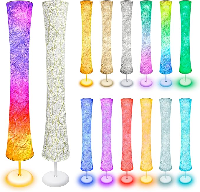 WORLD WIN Floor Lamp, 61'' Smart RGB LED Corner Lamp with Music Sync and 16 Million DIY Colors, 3 Color Temperature, APP & Remote Control, Color Changing Standing Floor Lamp with Stand