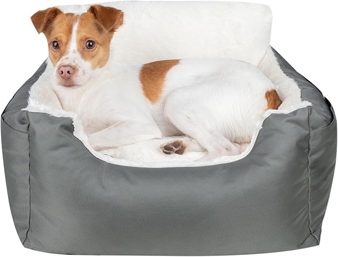 Best Pet Supplies Dog Pet Booster Seat, Dog Car Seats for Small Dogs & Medium Dogs, Soft Plush Cushion with Comfortable Bedding, Secure Straps, and Tall Pillow, Gray