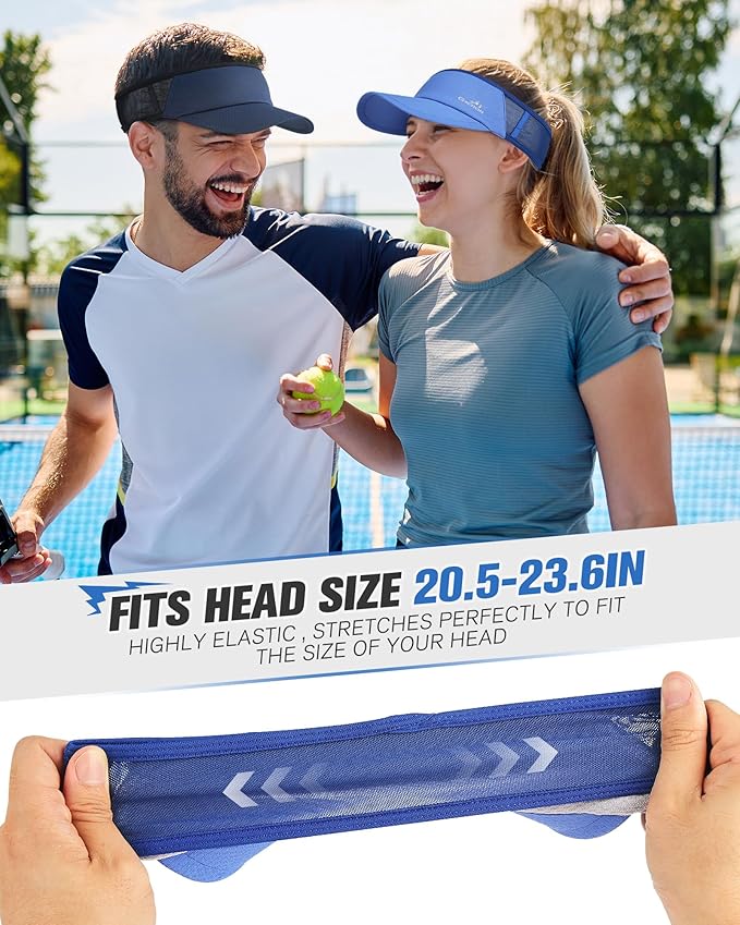 GXCROR Sports Sun Visor Hat Men Women, Lightweight Breathable Quick Dry Sports Sun Hat for Running Golf Tennis