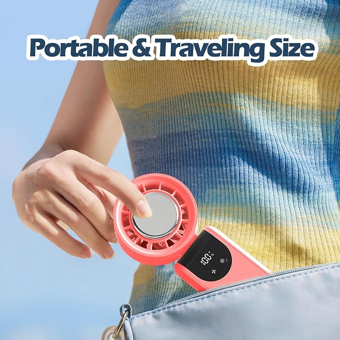 Portable Handheld Turbo Foldable Mini Personal Fan, Rechargeable 3-IN-1 Hand/Desk/Neck Fan Cooling Ice Fan,Travel Essentials Gifts for Women,Men, 12Hrs, 5000mAh, 100 Speeds