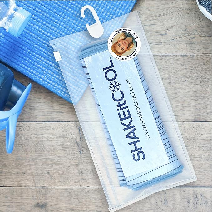 SHAKEitCOOL Original Cooling Towel – Be Cool in Style - Heat Relief, Soft, Lightweight, Sun Protection, Easy Clean - Perfect for Biking, Running, Yoga, Gym, Gardening - Tennis