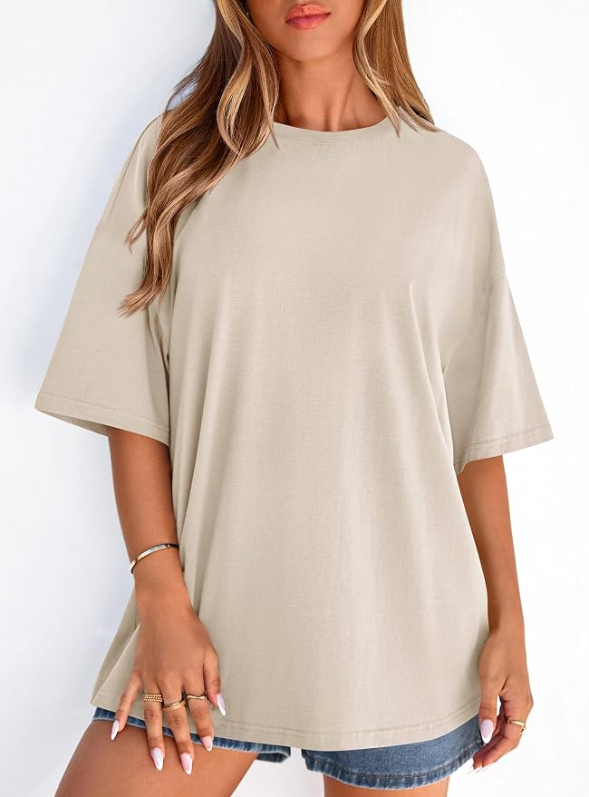 PRETTYGARDEN Womens 2026 Spring Going Out Tops Casual Short Sleeve Crewneck Loose Fit Basic Oversized T Shirts Summer Outfits