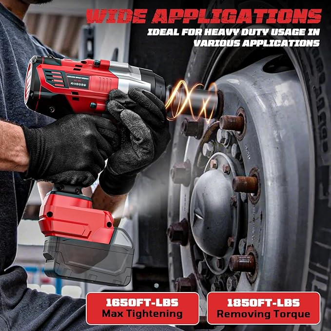 Cordless Impact Wrench 3/4 inch Compatible with Milwaukee Battery, Cerycose1850ft-lbs (2500N.m) Brushless Electric Impact Gun, High Torque Impact Driver, Bare Tool Only，Heavy-Duty Automotive