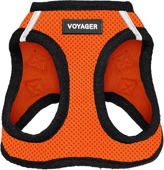 Best Pet Supplies Voyager Step-in Air Harness - All Weather Mesh, Reflective, No Pull Harness for Dogs, Cats - Secure with Hook & Loop Fastener, Buckle, Double D-Rings - Orange/Black Trim, XL