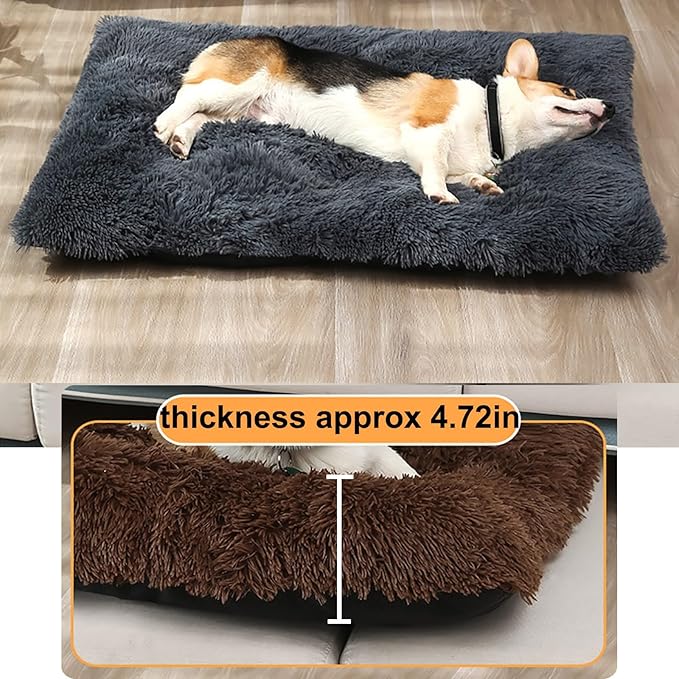 Dog Crate Mat, Dog Bed for Large Dogs, Comfy Fluffy Kennel Pad Anti-Slip for Dog beds & Furniture, Quilted Dog Bed for Pets for Medium/Small Dogs Cats (Color : Gray 1, Size : 25x18)