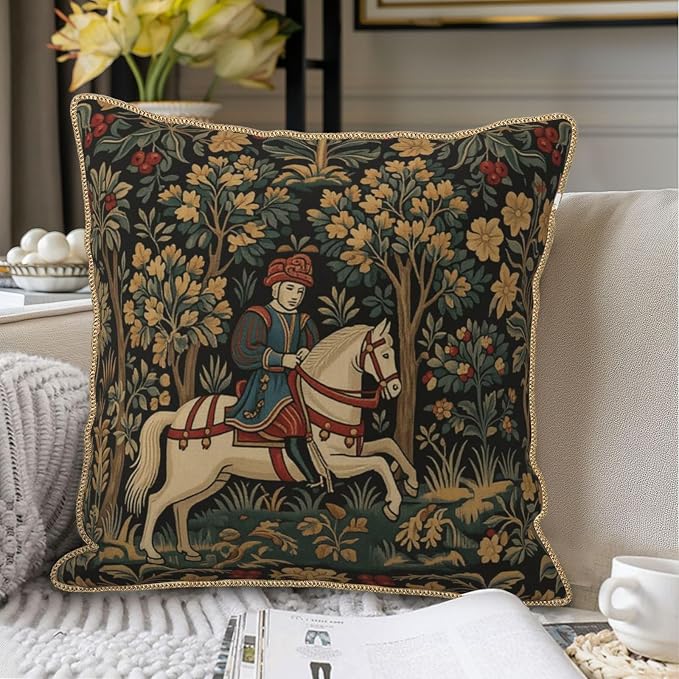 Vintage Tapestry Horse Velvet Pillow Covers 18x18 Inch Boho Retro Abstract Forest Throw Pillows for Couch Cushion Covers Pillowcase Boho Animal Farmhouse Pillow Cases for Sofa Bed Bedroom