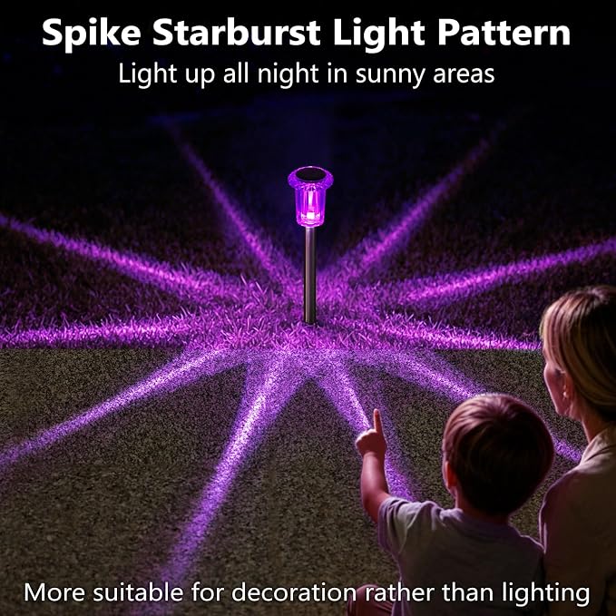 DenicMic Solar Halloween Lights Outdoor Waterproof 10 Pack Halloween Decor | Stake Lights for Yard Pathway Garden Walkway Driveway Patio Lawn, Auto On/Off Purple LED Halloween Decorations Outdoor