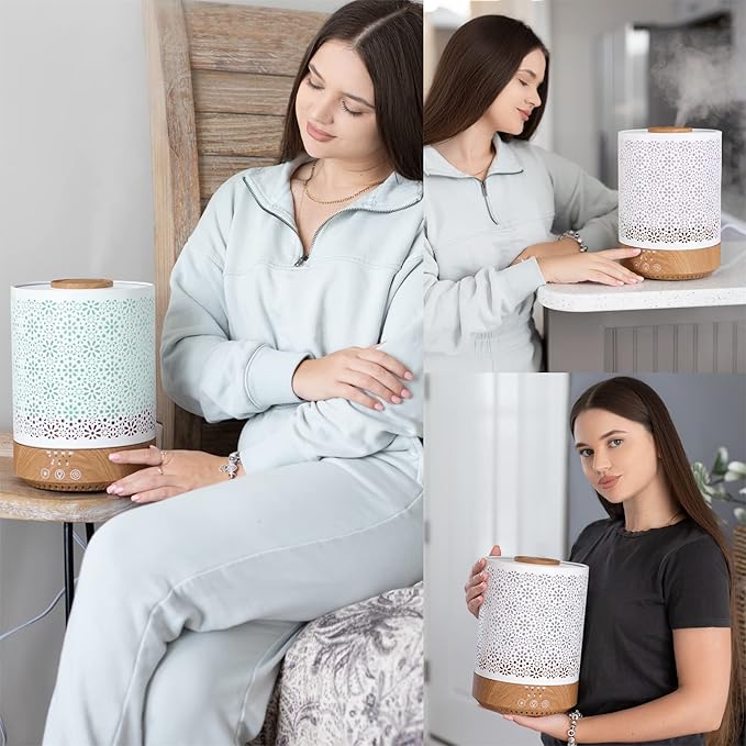 BlueHills Premium Set of Two Large 2500 ML and 4000 ML XL Essential Oil Diffusers Humidifier Combo for Large Room Home with Décor Cover LED Lights Great Gift – Value Pack of Wood Grain.