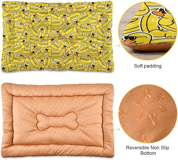 Rubber Duck Pet Bed Cute Dog Bed Mat Absorbing Non Slip Pad Pet Sleeping Mat for Small, Medium, and Large Dogs Puppy Cat 24 in x 18 in