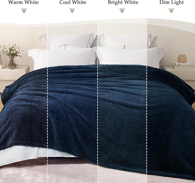 Exclusivo Mezcla Fleece Twin Size Blanket for Couch and Bed, 60" x 80" | Super Soft and Cozy Fluffy Blanket for Women, Lightweight and Fuzzy Blanket for Teens Back to School, All Season, Navy Blue