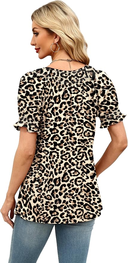 WIHOLL Womens Short Sleeve Square Neck Summer Tops Dressy Casual Blouses Trendy Clothes 2026