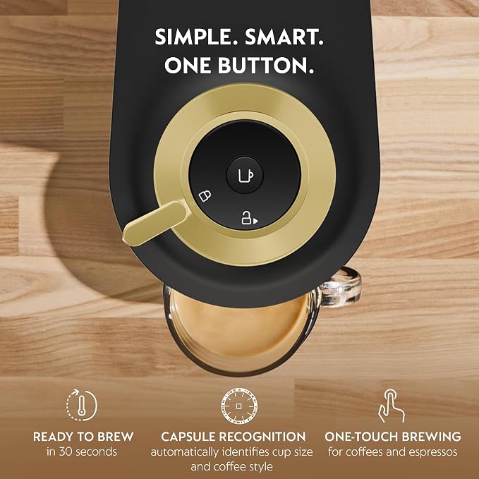 Nespresso Vertuo Pop+ Deluxe Coffee and Espresso Maker by Breville with Milk Frother, Matte Black Gold
