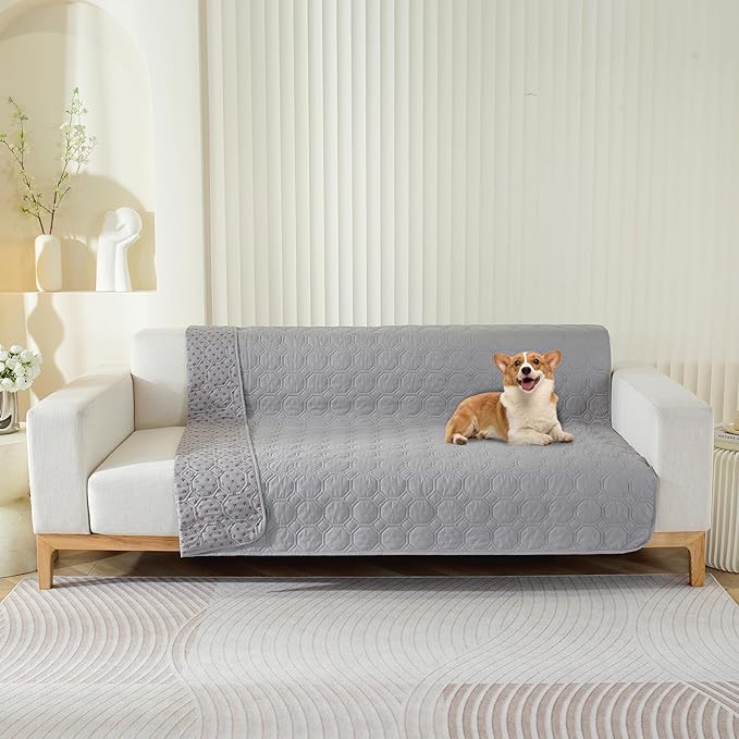 Waterproof Dog Bed Cover Non-Slip Stain Resistant pet Sofa Cushion, pet Mattress Cover Cover, Sofa Furniture Protector for Small Dogs Large Dogs and Cats (Light Gray) (30x70in)