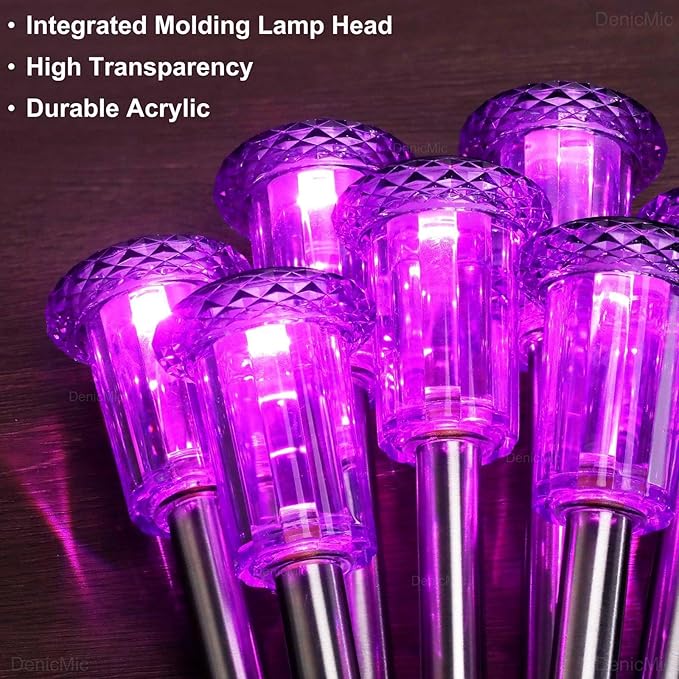 DenicMic Solar Halloween Lights Outdoor Waterproof 10 Pack Halloween Decor | Stake Lights for Yard Pathway Garden Walkway Driveway Patio Lawn, Auto On/Off Purple LED Halloween Decorations Outdoor