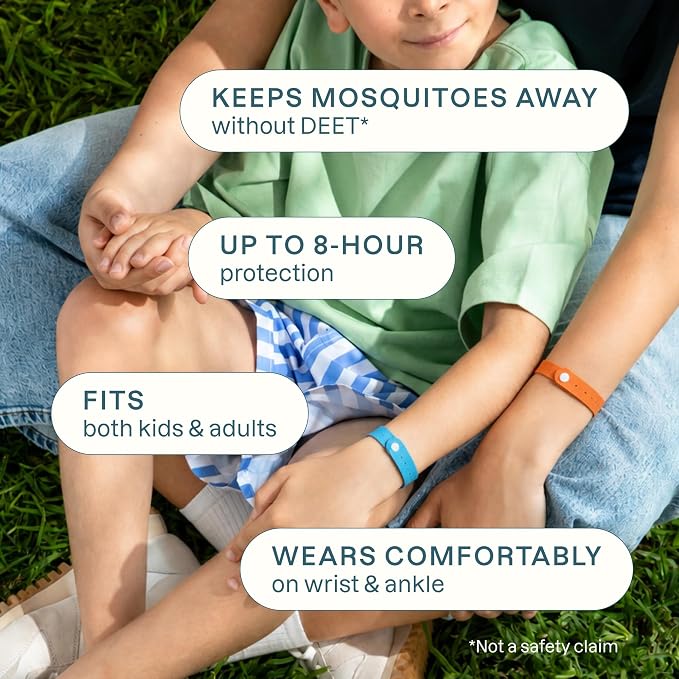 Cliganic Mosquito Repellent Microfiber Bracelets (10 Count) - for Adults and Kids, DEET Free Wristbands
