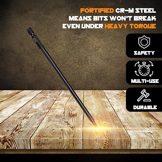 6" Long Allen Hex Bit Set (12 Pack of Drill Bits with Case) 6 Inch Allen Key Hex Bits in The Following SAE Sizes 1/16" 5/64", 3/32", 7/64", 1/8", 9/64", 5/32", 3/16", 7/32", 1/4", 5/16", 3/8