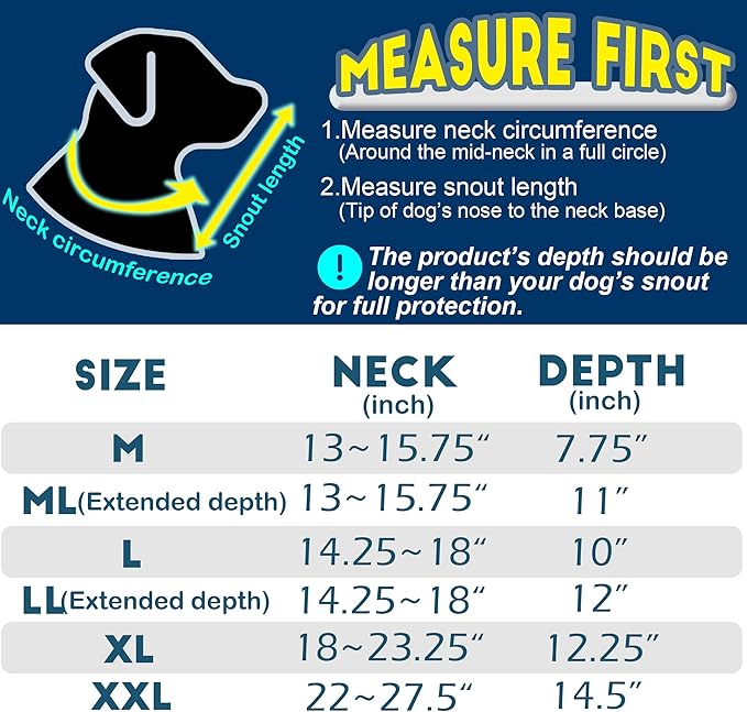 Soft Dog Cone Collar, Comfortable Pet Recovery Neck Collars After Surgery for Large Medium Dogs, Plastic Breathable Elizabethan Dog Head Circle Stop Licking, Adjustable Cones 25cm /10" Long (L Black)