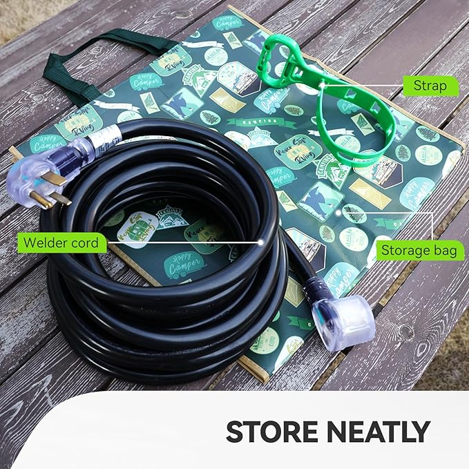 RVGUARD 250V 40 Feet Welder Extension Cord, Heavy Duty 8 AWG NEMA 6-50 STW Welding Cord with Power Indicator End, ETL Listed