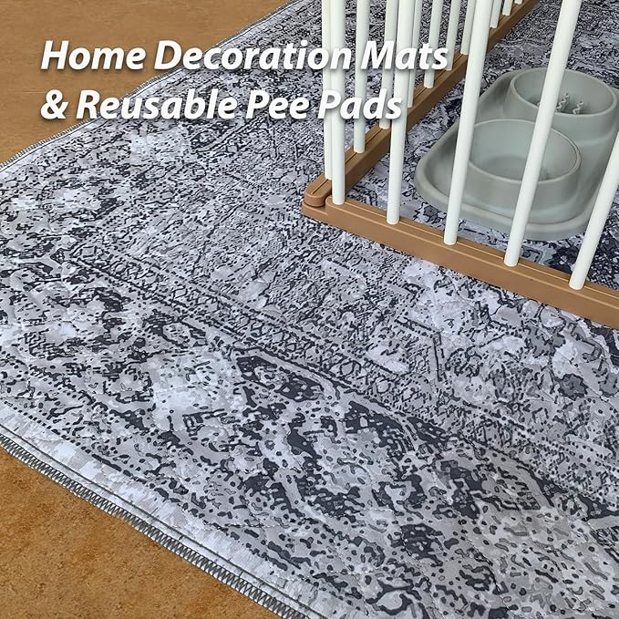 nunubaby 4PACK Washable Pee Pads for Dogs, Stylish, Non-Slip and Leak-Proof Pee Pads. Reusable Potty Pads for Dogs for Crates and Floors.(Gray/Geo, 24" x36" )