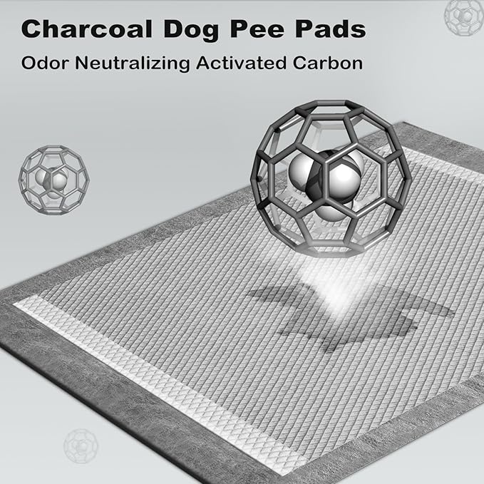 MIZOK Puppy Pads for Dogs 23X24in Pet Pads, Charcoal Odor Eliminating Wee Wee Pads for Dogs Absorbs Up to 4 Cups Urine, 6 Layers Leak-Proof Puppy Pads Pet Training Pads (100 Counts)