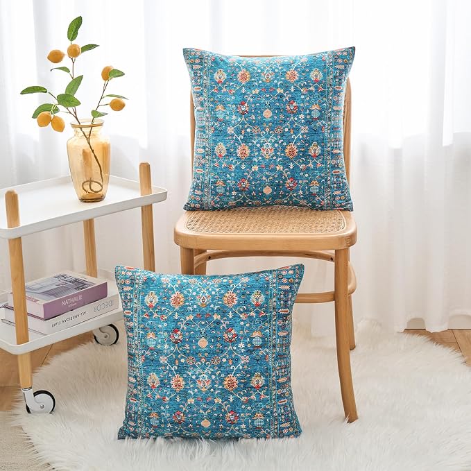 Boho Throw Pillow Covers 24x24 inch Set of 2,Boho Vintage Carpet Pattern Antique Ethnic Decor Double Sided Pattern Cushion Cover Soft Pillow Case Living Sofa Room Bed Square Pillow Cover