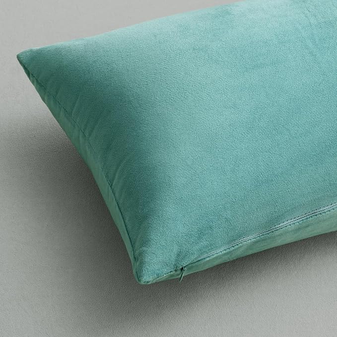 MIULEE Velvet Throw Pillow Covers 22x22 Inch Pack of 2 Aqua Green | Soft Solid Decorative Pillow Covers, Modern Luxury Home Decor, for Couch Chair Sofa Bedroom Livingroom