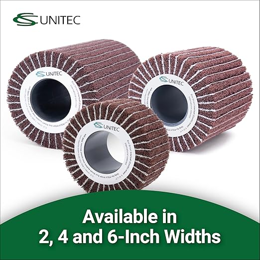 CS Unitec | 47312 | PTX Interleaf (Combi) Wheel Nylon Fleece for Metal/Wood Surface Finishing. 80 Grit, 4-1/8" Diameter x 4" Width, 1-3/4??(45mm) Hollow Core ??Made in Germany