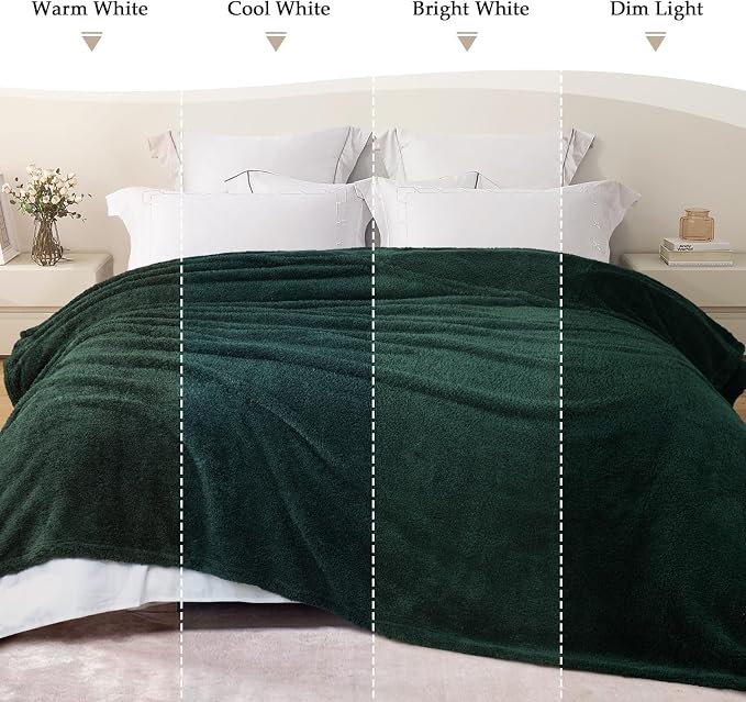 Exclusivo Mezcla Fleece Bed Blankets King Size for Bed, 90" x 104" | Super Soft and Cozy Fluffy Blanket for Women, Lightweight and Fuzzy Large Blanket for Bedroom , All Season, Forest Green