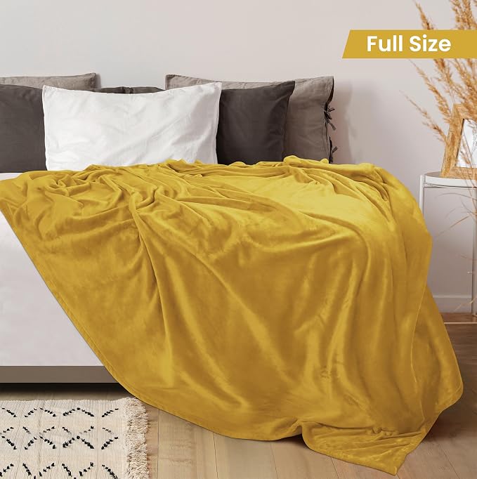 Utopia Bedding Fleece Blanket Full Size Gold 300GSM Luxury Fuzzy Soft Anti-Static Microfiber Bed Blanket (90x84 Inch)