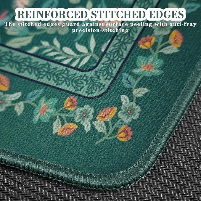 iCasso Aesthetic Small Mouse Pad, 9.5x7.9in,Home Office,Deep Green | Mini Portable Travel Mousepad, Anti-Slip and Comfortable Cloth Mouse Mat with Stitched Edges for Computer, Home