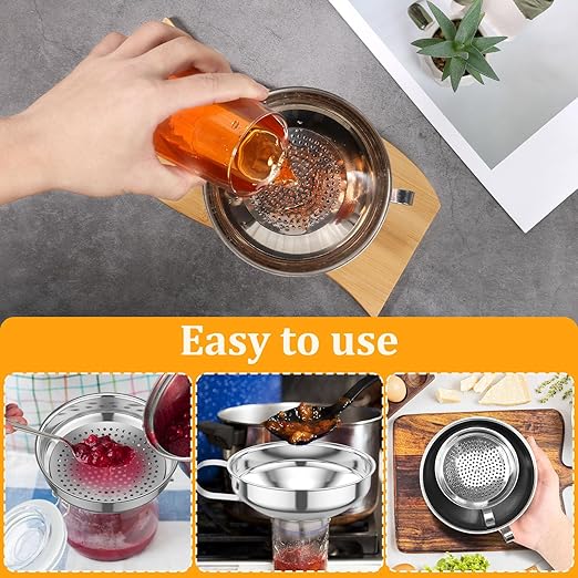 12-Piece Stainless Steel Canning Funnel Set with Strainers, Wide Mouth Mason Jar Funnels Bulk Pack, Metal Funnels for Filling Bottles, Canning Supplies for Preserving