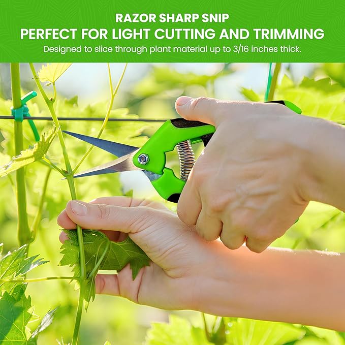 Garden Guru Razor Sharp Snip ??Professional Garden Pruning Shears Trimmers Scissors ??Super Sharp Micro-Tip Precision Stainless Steel Blades - Easy on Arthritic Hands - Soft Ergonomic Handles (2 Pack)