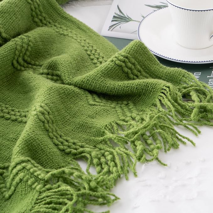BATTILO HOME Moss Green Throw Blanket for Couch, Spring Decorative Green Blankets for Sofa, Spring Throw Blanket, 50"x60"