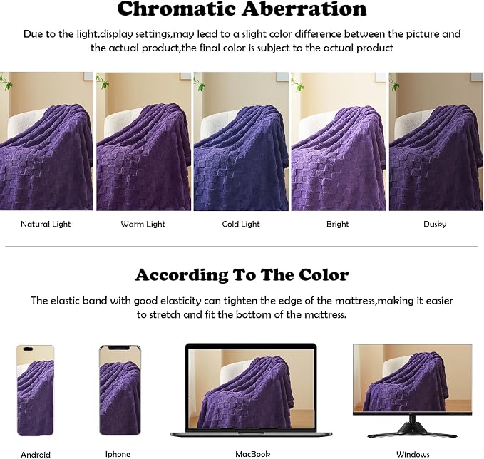 NEWCOSPLAY 3D Checkered Flannel King Blanket, Purple Checkered, 90"x110" | Super Soft Cute Lightweight Decorative Premium Silky Fleece Blanket for Couch Sofa Bed, Gift for Women Men, All Season Use