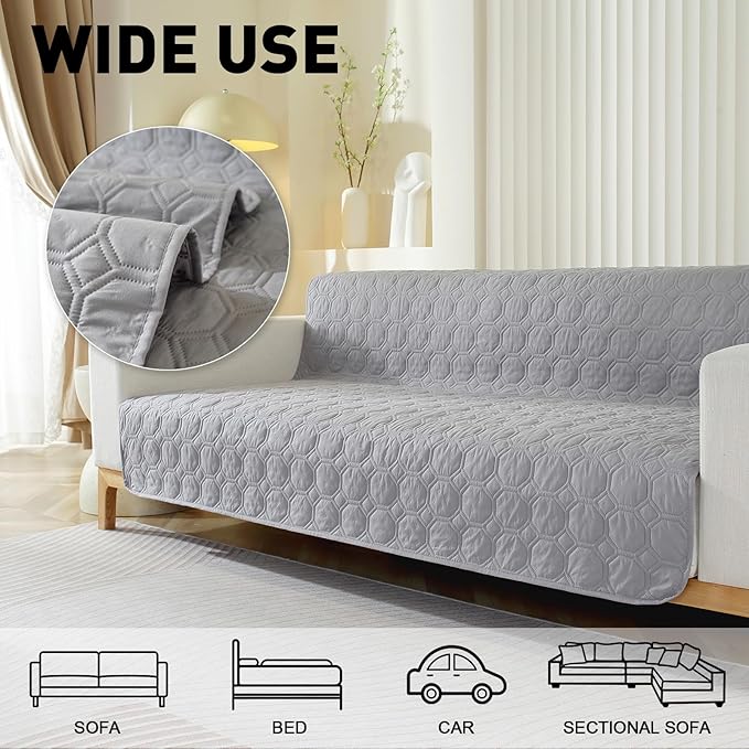 Waterproof Dog Bed Cover Non-Slip Stain Resistant pet Sofa Cushion, pet Mattress Cover Cover, Sofa Furniture Protector for Small Dogs Large Dogs and Cats (Light Gray) (52x80in)