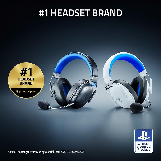 Razer BlackShark V3 X HyperSpeed Wireless PS5 Gaming Headset, White | 50mm Drivers, Cardioid Mic, 2.4 GHz, Bluetooth, Works with PC, Mac, Nintendo Switch, Smartphone, 70 Hr Battery