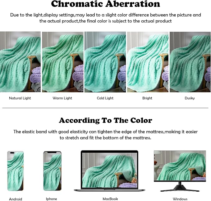 NEWCOSPLAY 3D Waffle Checkered Flannel King Blanket, Aqua, 90"x110" | Super Soft Cute Lightweight Decorative Premium Silky Fleece Blanket for Couch Sofa Bed, Gift for Women Men, All Season Use