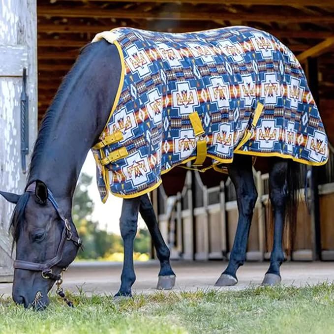 Jeffers Expression Standard Neck Fleece Cooler for Horses, 81"- Equine Towel Blanket, Moisture Absorbent, Light Weight, Best for Drying, Exercise, Bathing, Adjustable Belly Bands - Thunderbird