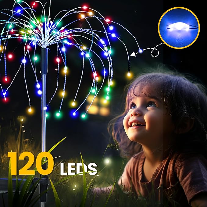 GIGALUMI Garden Outdoor Decor Lights 120LED 2Pack, Solar Garden Lights for Yard Outside Fairy Decorative,Solar Powered for Yard Pathway Flowerbed Planter Balcony Patio Decor（Multicolor）
