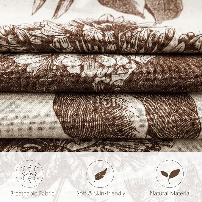 Foindtower Set of 2 Linen Floral Throw Pillow Covers Vintage Accent Print Decorative Cushion Covers Farmhouse Boho Home Decor for Sofa Chair Couch Bedroom Living Room,22×22 Inch,Dark Brown