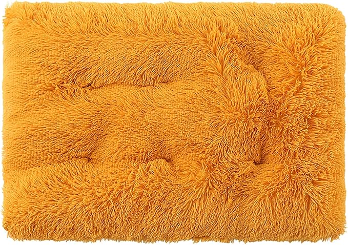 Dog Crate Mat, Dog Bed for Large Dogs, Comfy Fluffy Kennel Pad Anti-Slip for Dog beds & Furniture, Quilted Dog Bed for Pets for Medium/Small Dogs Cats (Color : Yellow, Size : 25x18)