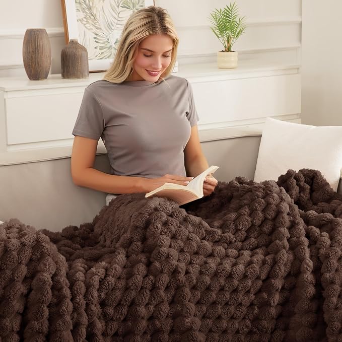 Whale Flotilla Soft 3D Jacquard Fleece Throw Blanket for Couch Bed, Coffee | Super Cozy Lightweight Plush Fluffy Throw, Luxury Decorative All‑Season Couch Cover Blanket for Sofa & Office Chair, 50"x60"