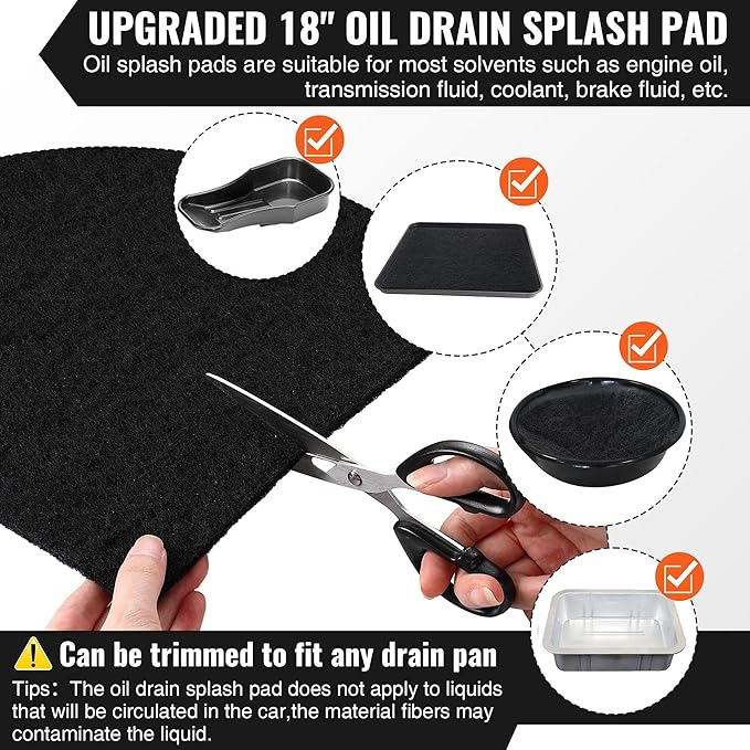 Saillong 2 Pcs 18'' Round Oil Drain Splash Pad, No Splatter Pad Fit 1.5-20 Gal Oil Drain Pan, Anti Splash Oils Change Mat for Car Changing Oils Transmission Drains Pan