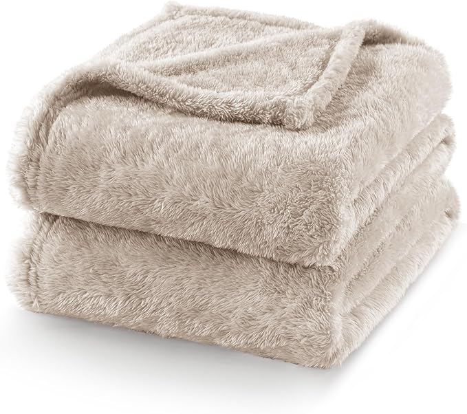 Exclusivo Mezcla Fuzzy Plush Fleece Bed Blanket King Size, Camel | 104x90 Inches, Super Soft and Cozy Bed Blanket, Fluffy Decorative Bedding for Livingroom, Bedroom, All Season