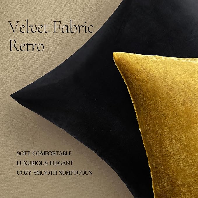 MIULEE Velvet Throw Pillow Covers 16x16 Inch Pack of 2 Golden | Soft Solid Small Decorative Pillow Covers, Modern Luxury Home Decor, for Couch Chair Sofa Bedroom Livingroom Car